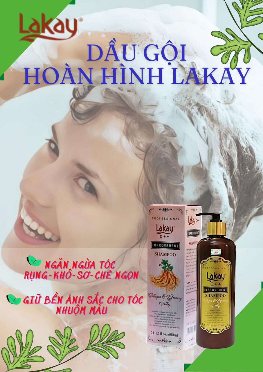 Dầu gội phủ lụa Lakay C++ Phục Hồi Tóc hư tổn với tinh chất Collagen Và Nhân Sâm