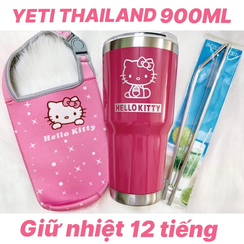 LY GIỮ NHIỆT HÌNH MÈO KITTY DOREMON GẤU CHÓ ... 900ML INOX 304 KHÔNG GỈ KÈM TÚI TREO CAO CẤP + BỘ ỐNG HÚT CỌ RỬA + NẮP CHỐNG TRÀN TIỆN LỢI