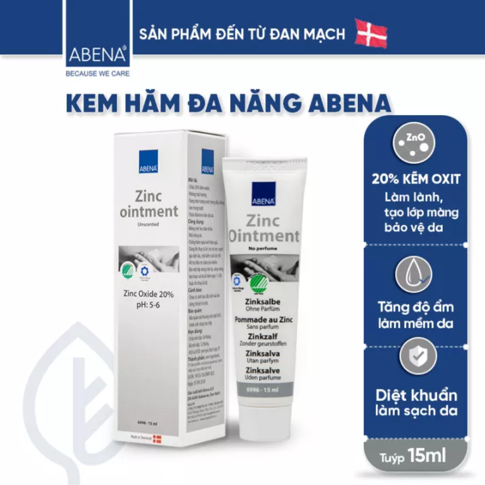 Kem chống hăm đa năng Abena Zinc Ointment 15ml - NKCN từ Đan Mạch
