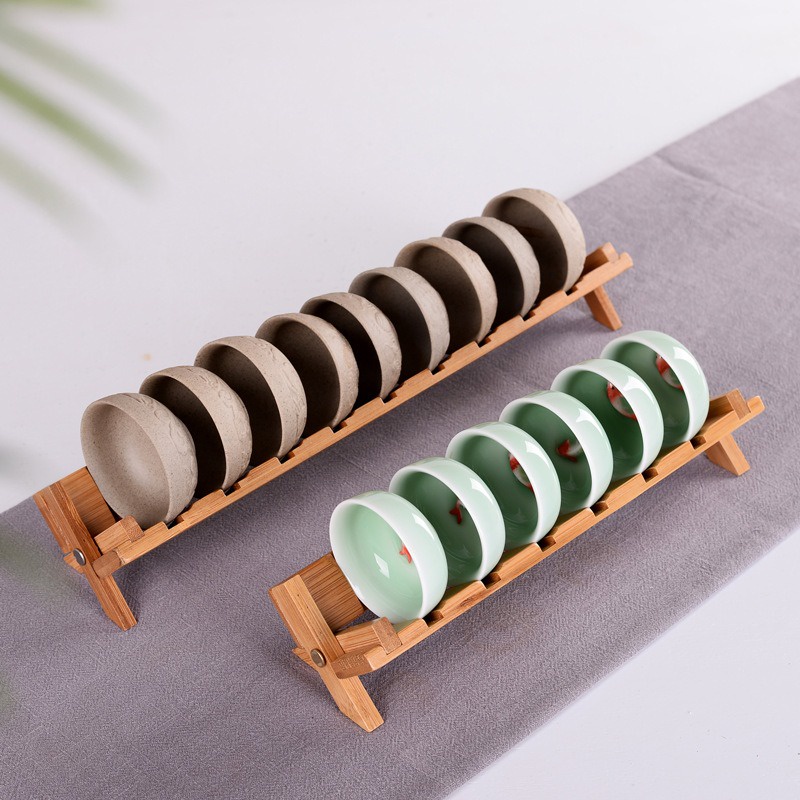 [HCM]Kệ Đựng Chén Trà - Gỗ Tre - Kệ Đựng Cốc Trà - Có Thế Gấp Gọn