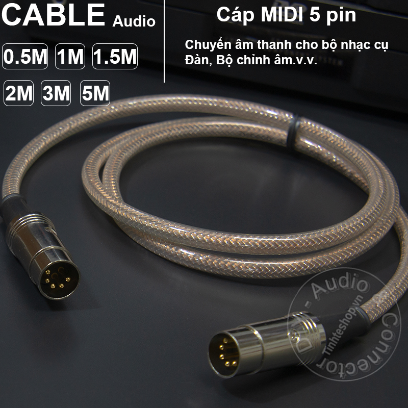 Cáp midi 5 pin 2 đầu đực diy 0.5m đến 5m - dây nhạc cụ midi