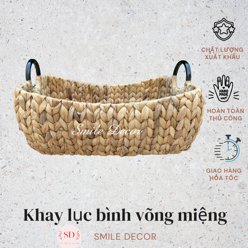 Ổ nằm cho chó mèo đan lục bình Smile Decor mềm mại, chắc chắn - Handwoven water hyacinth pets bed
