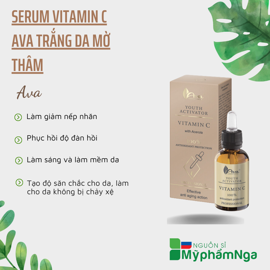 Serum Vitamin C Ava trắng da mờ thâm - Mẫu mới date mới nhất