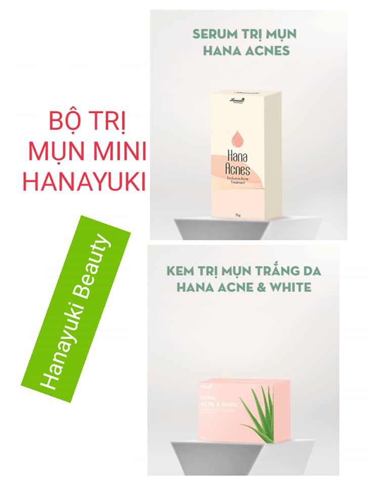 [TẶNG VOUCHER 8%+QUÀ] (Chính hãng Hanayuki-Date 2026) Bộ đôi Mụn mini Hanayuki (KEM MỤN TRẮNG DA MINI HANAYUKI 15g- HANA ACNE & WHITE MINI SERUM MỤN MINI HANAYUKI 15g-HANA ACNES MINI )