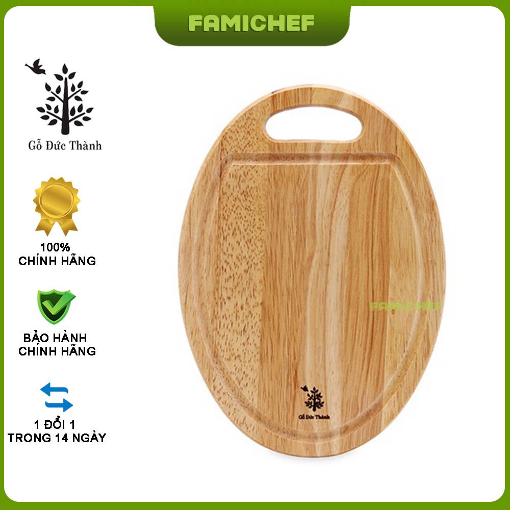 Thớt gỗ hình oval có rãnh gỗ đức thành 01255
