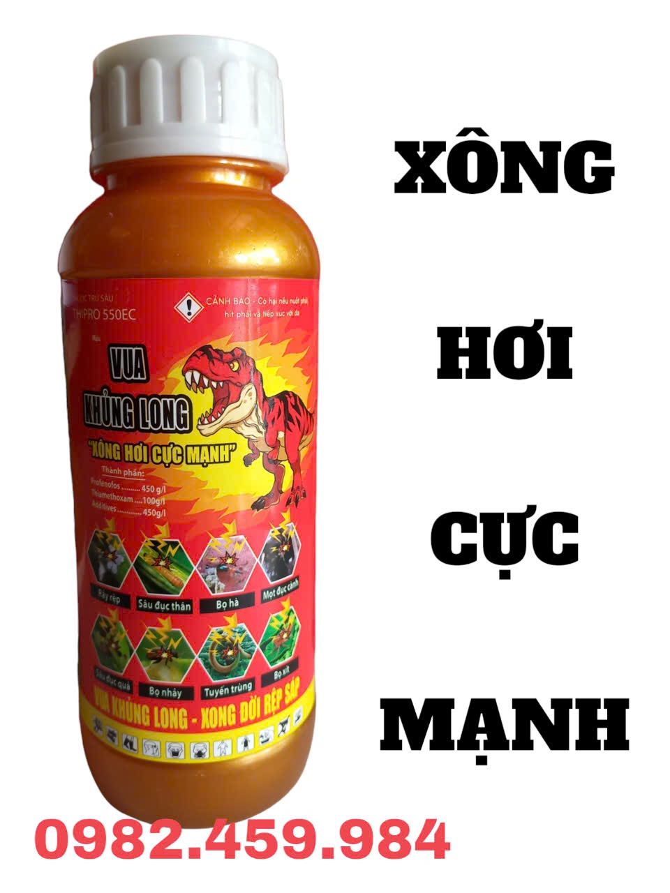 Thuốc Trừ Sâu Xông Hơi Cực Mạnh Vua Khủng Long 450ml Đặc Trị Sâu Ăn Lá, Sâu Đục Thân, Ruồi Vàng, Bọ Trĩ, Rệp Sáp Và Tất Cả Các Loại Côn Trùng Gây Hại
