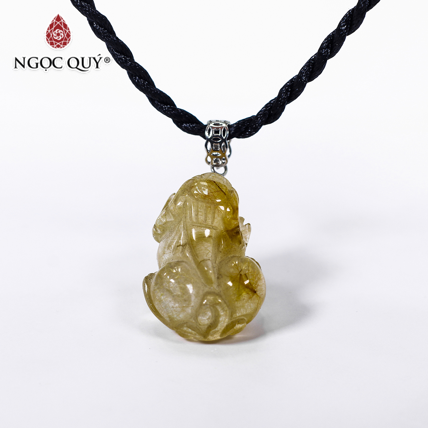 Mặt dây chuyền tỳ hưu tài lộc đá thạch anh tóc vàng 16x22mm mệnh thủy kim - Ngọc Quý Gemstones