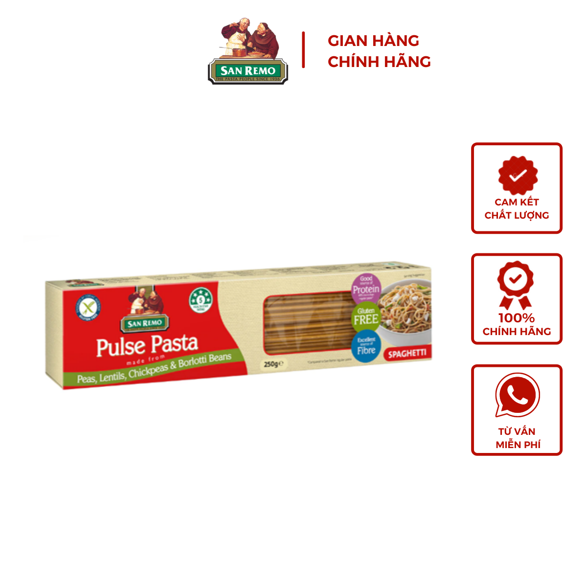 Mì ý spaghetti đậu dinh dưỡng thương hiệu San Remo 250G