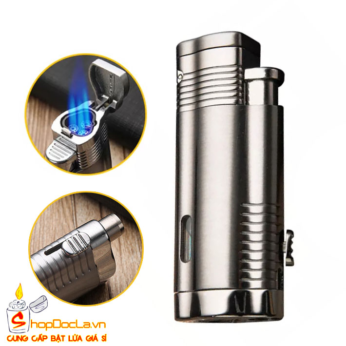 Bật Lửa Khò Honest 3 Tia Kèm Đục Cao Cấp (Có Hộp) , bật lửa honest , bat lua 3 tia , bật lửa châm cigas