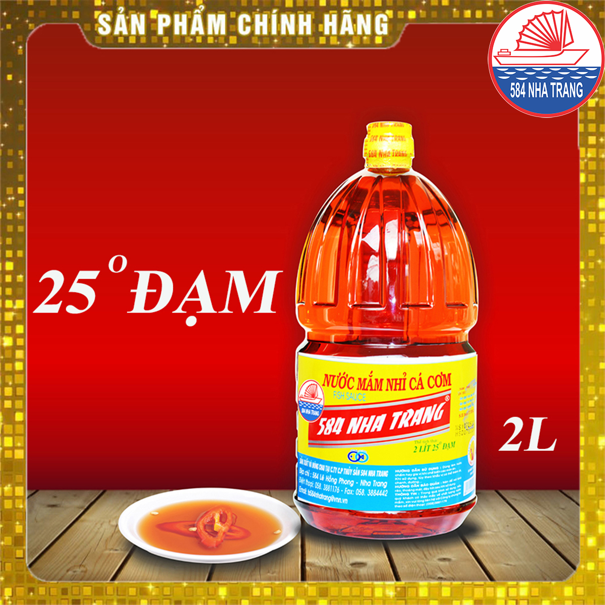 [HCM]Chai 2 Lít. Nước mắm Nhỉ Cá cơm 25 độ đạm 584 Nha Trang Date luôn mới.