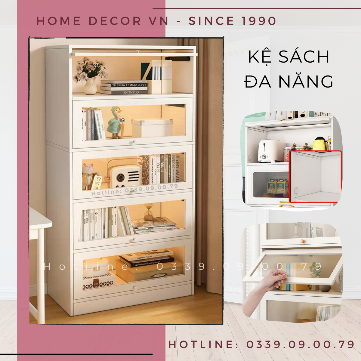 Tủ sách đa năng Home Decor VN dùng làm kệ sách cho bé để sách vở và kệ trưng bày đồ chơi phòng ngủ KS995