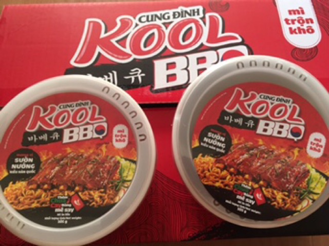 Thùng 12 hộp mì trộn cung đình kool bbq 105g
