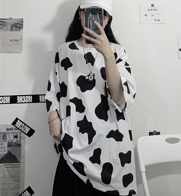 Mạnh Dũng Store 1 TỔNG KHO  Áo Thun Ngắn Tay In Họa Tiết Bò Sữa Phong Cách Hàn Quốc Cho Cả Nam Và Nữ