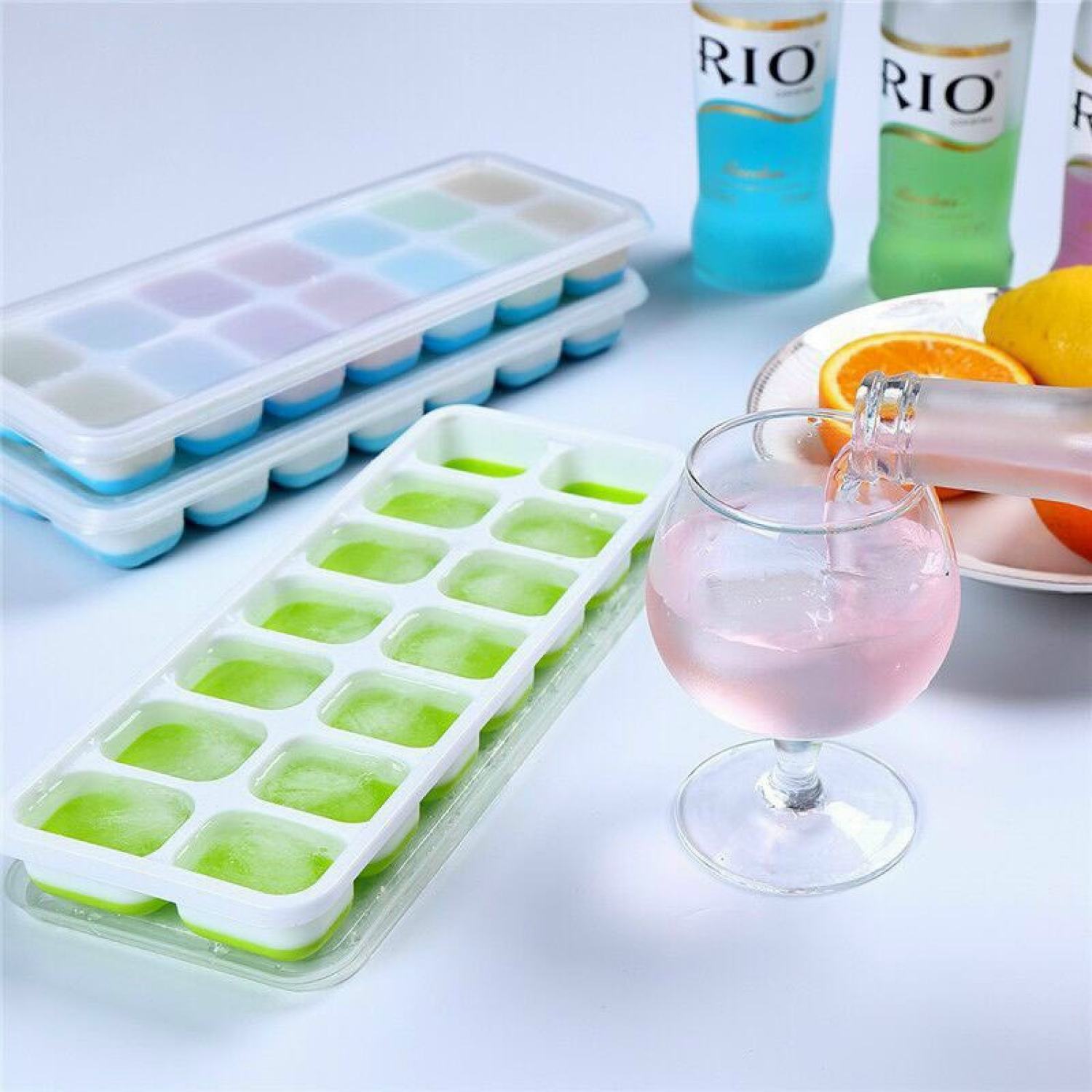 Khay làm đá silicon 14 ô có nắp đậy tiện ích