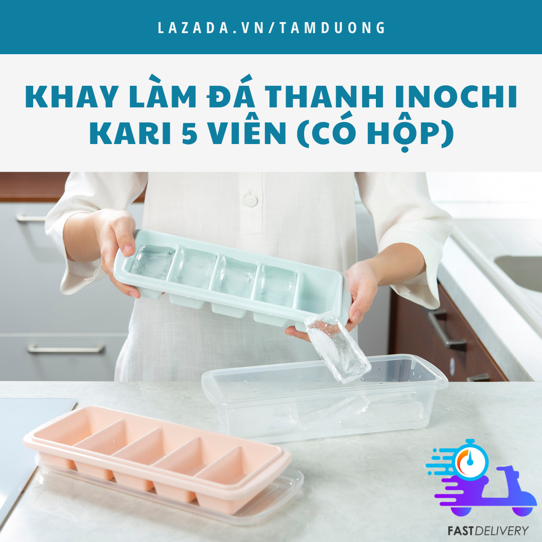 Khay làm đá thanh Inochi 5 viên (có thể làm đá, làm thạch, trữ đồ ăn dặm) [HCM-Giao hoả tốc 2h]