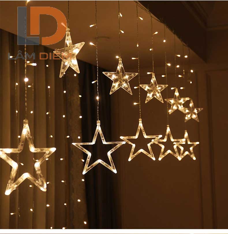 Đèn led trang trí nhấp nháy dạng rèm sao 10 dây thả nhiều chế độ chớp nháy