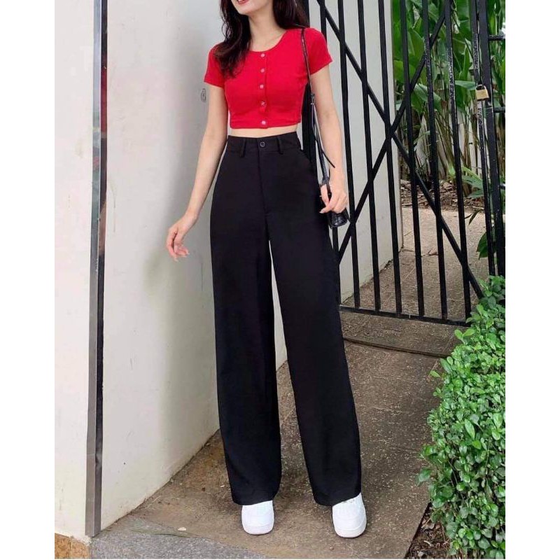 QUẦN SUÔNG ỐNG RỘNG KHÓA TRƯỚC, QUẦN CULOTTES