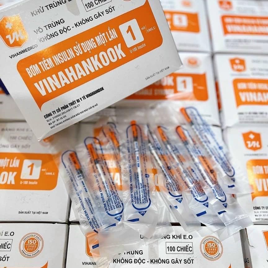 Kim tiểu đường Vinahancook 1cc 1ml loại 30G hộp 50 chiếc, 100 chiếc