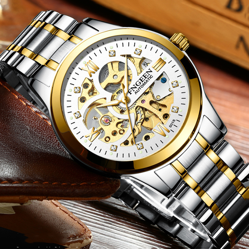 Đồng Hồ Nam Automatic, Đồng Hồ Cơ Tự Động Lên Dây Cót Khi Đeo, Lộ Cơ Mặt Và Đáy, Mặt Kính Chống Trầy Xước, Chống Nước 3ATM