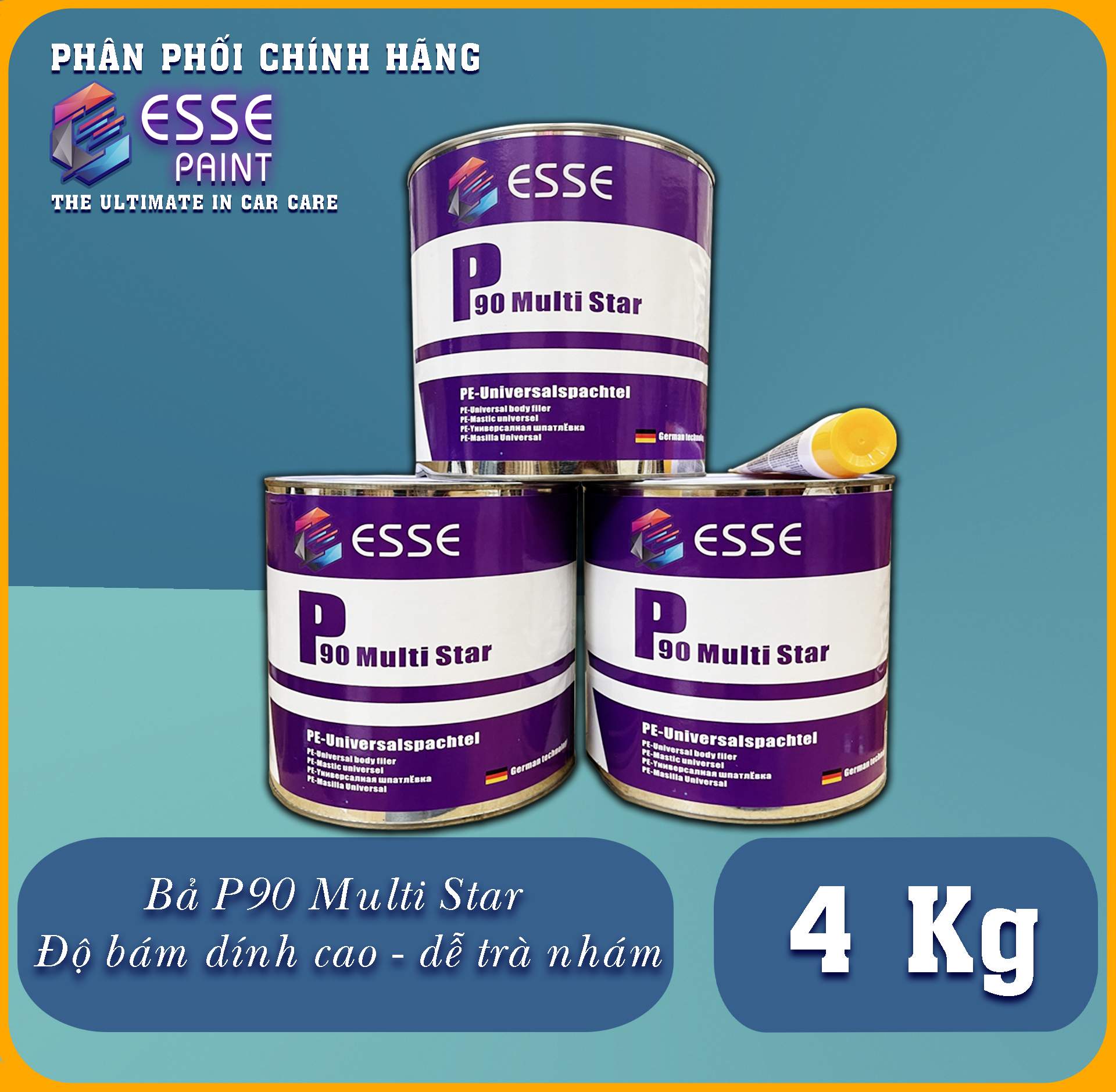 4kg Bột Bả matit vàng ATM P90 , bột bả cho ô tô, xe máy, bề mặt kim loại cao cấp, hàng nhập khẩu , bảo hành khi sử dụng