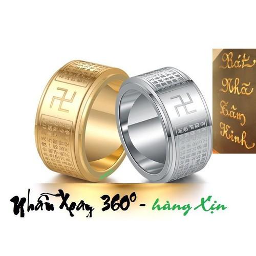 Nhẫn Bát Nhã Tâm Kinh Bằng Titan mạ Vàng ,Đảm Bảo Không Đen, Xoay 360 độ -  Xuất xứ từ Tây Tạng và được khai quang tại Thái Lan