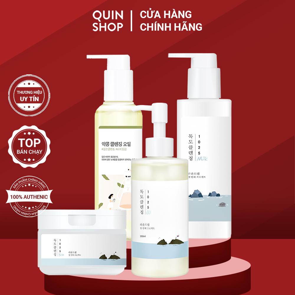 Dầu, sáp & sữa tẩy trang cho da nhạy cảm round lab soybean, 1025 dokdo cleansing oil, balm, milk