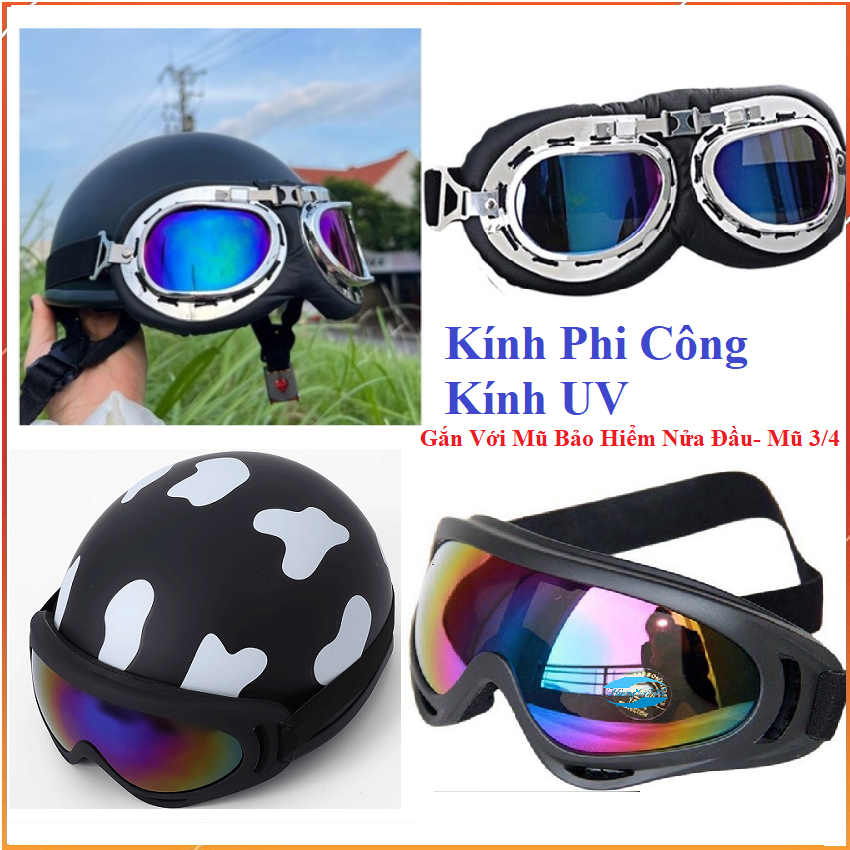 Kính phi công, kính uv gắn mũ bảo hiểm