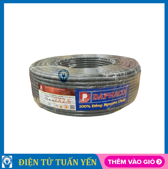 Dây điện đôi xám Daphaco 2 lớp vỏ bọc cứng cáp chịu va đập tốt, dây lõi đồng cao cấp cuộn 100 mét (dây 1.0 đến 6.0) - Hàng chính hãng