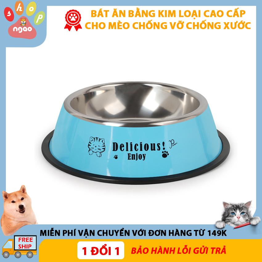 Bát ăn chó mèo, bát ăn inox in họa tiết cho thú cưng loại nhỏ