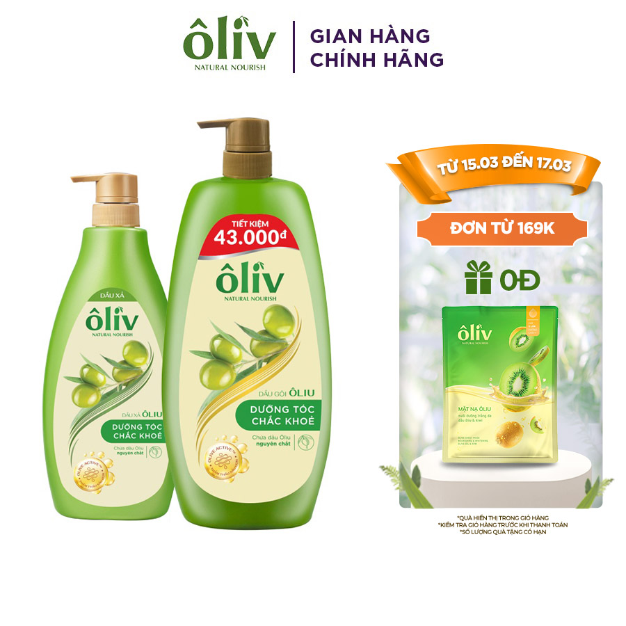 Combo Dầu gội Ôliv chắc khỏe 1L + Dầu xả Ôliv chắc khỏe 650ml