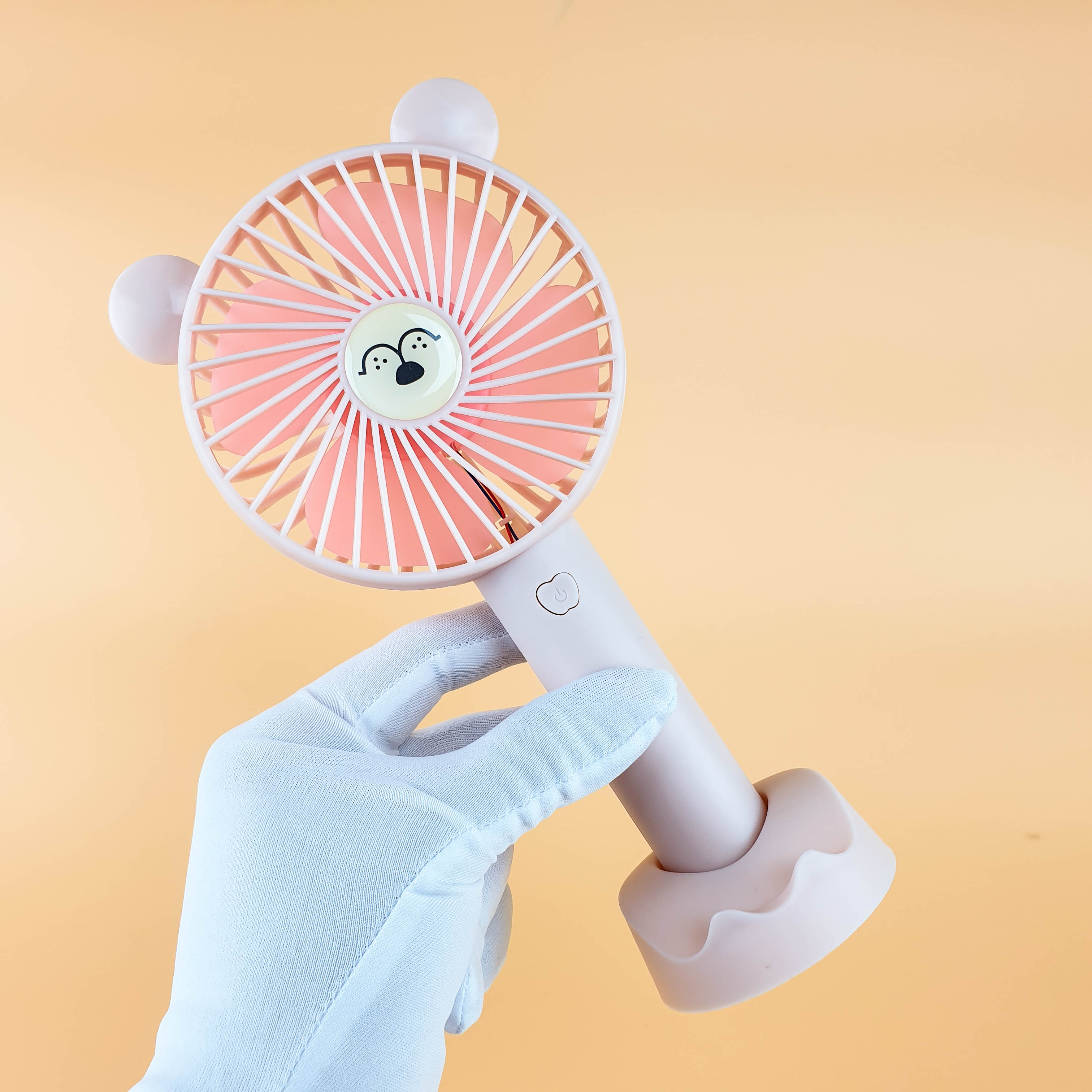 [HCM][Giao màu ngẫu nhiên] Quạt Mini Cầm Tay Tích Điện Hình Tai Gấu - 3 Chế Độ Gió - Đế Để ĐTDĐ - Cáp Sạc Usb Tiện Dụng HS08