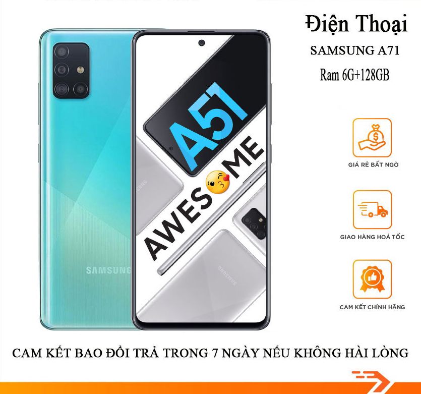 Điện thoaị Samsung Galaxy A51 Ram 6G/128GB máy chính hãng tặng kèm 1 ốp lưng