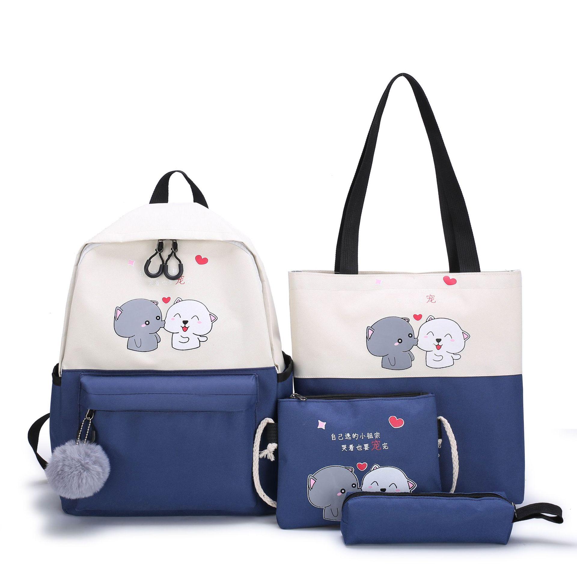 Set 4 món Balo, túi ví nam nữ đi học, balo laptop chất liệu vải canvas phong cách Hàn Quốc cực chất BLGLZD