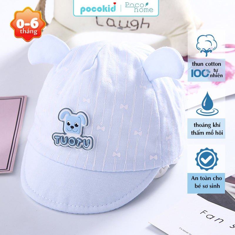 [HCM]Nón mũ lưỡi trai bé trai từ 0-6 tháng có tai dễ thương chất liệu mềm mại thoáng mát vừa che nắng vừa thời trang