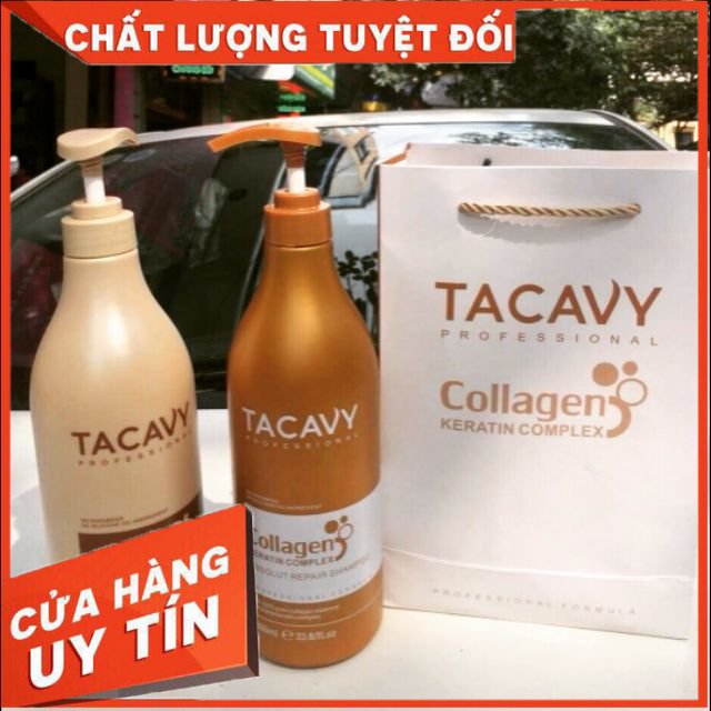 Cặp Dầu Gội Xả TACAVY Collagen 1000ML Dưỡng Ẩm , Phục Hồi Tóc Hư Tổn, Khô Xơ Gãy Rụng , Siêu Mềm Mượt , Chắc Khỏe Tóc