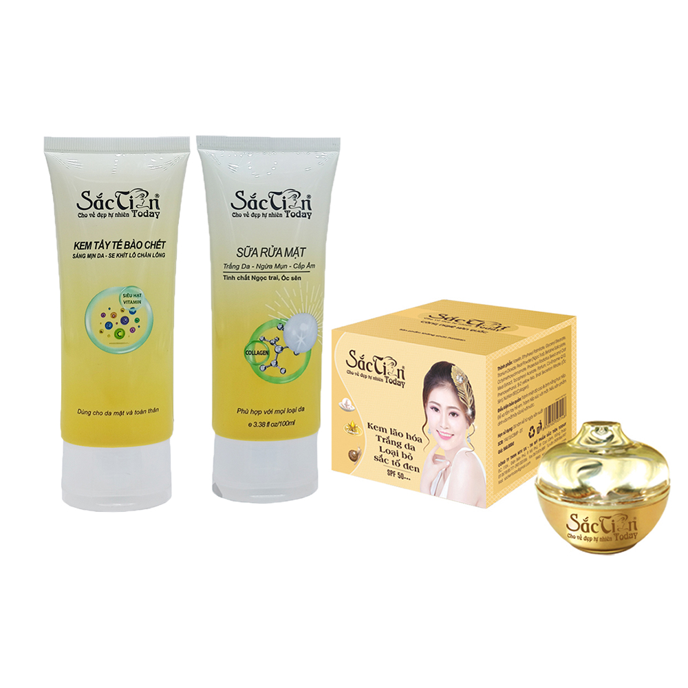 Kem Lão Hóa Trắng Da (8g, 15g, 25g) + Kem Tẩy Tế Bào Chết + Sữa Rửa Mặt Trắng Da Sạch Mụn Sắc Tiên Today