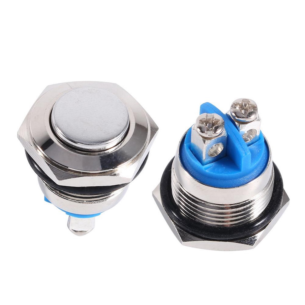 Công tắc, nút nhấn đề kim loại chống nước 12v 16mm gq16h-10 nhấn nhả