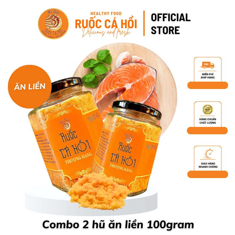 Combo 2 hũ ruốc cá hồi mẹ bắp ăn liền 100g thơm ngon, bổ dưỡng