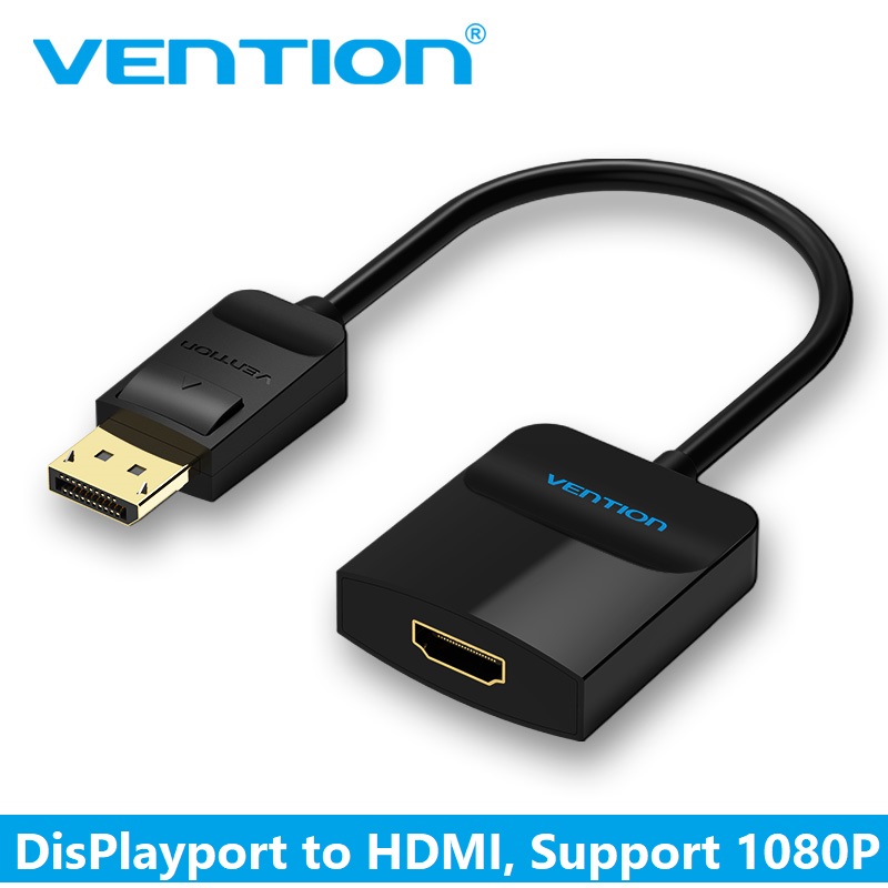 Cáp chuyển đổi Displayport DP to HDMI Vention, Cáp dài 15Cm Vention HBGBB