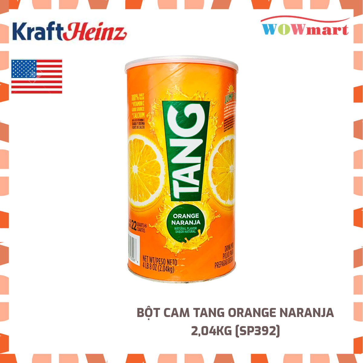 Bột pha nước cam tang 2,04kg mỹ