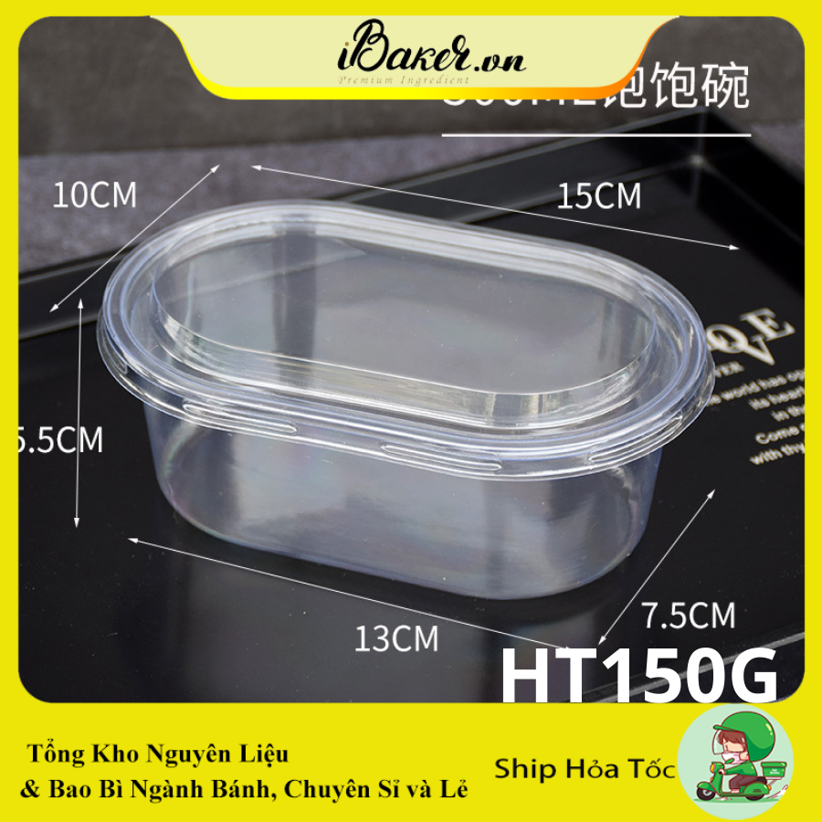 Hộp nhựa oval XY150G đựng bánh mousse, bánh tiramisu