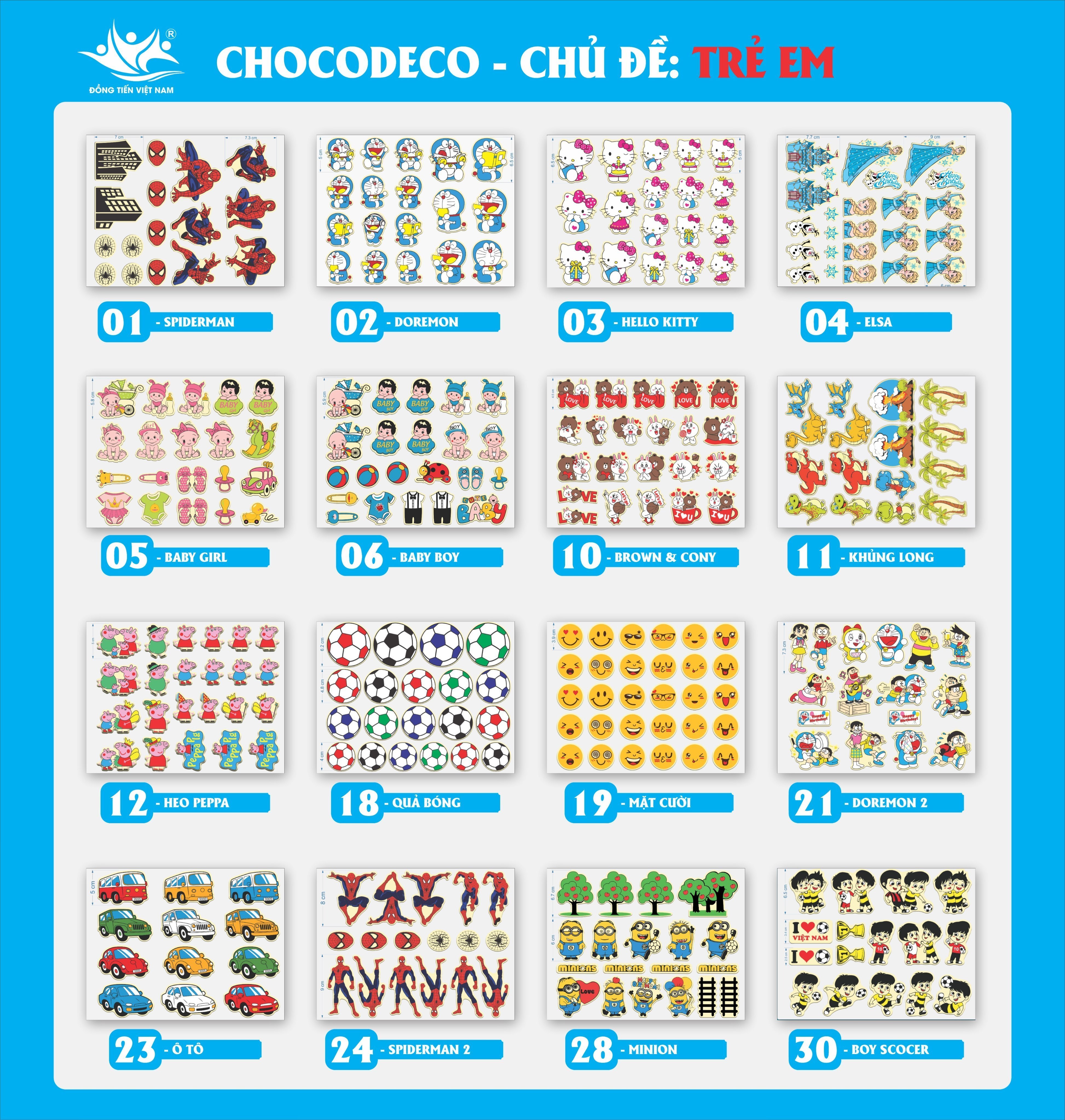 KHUÔN CHOCODECOR CHỦ ĐỀ TRẺ EM số 3- phụ kiện làm bánh kem- ĐỒNG TIẾN VIỆT NAM