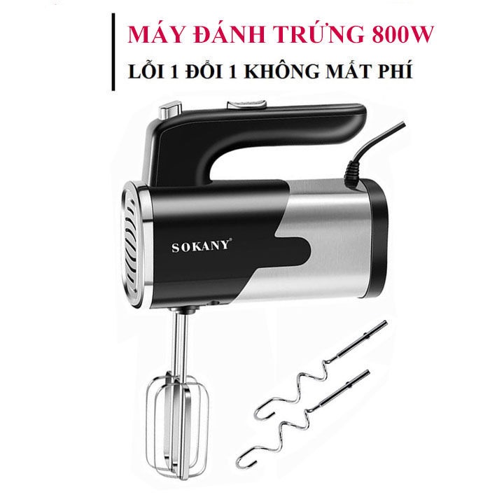 Máy Đánh Trứng Cầm Tay Mini Cao Cấp, Máy Đánh Trứng Cầm Tay SOKANY SK6621- Máy Đánh Trứng 5 Cấp Độ, Tạo Bọt Cafe, Trộn Bột Làm Bánh Với Công Suất 800W Kèm 4 Đầu Tạo Bọt. Bh 12 Tháng.