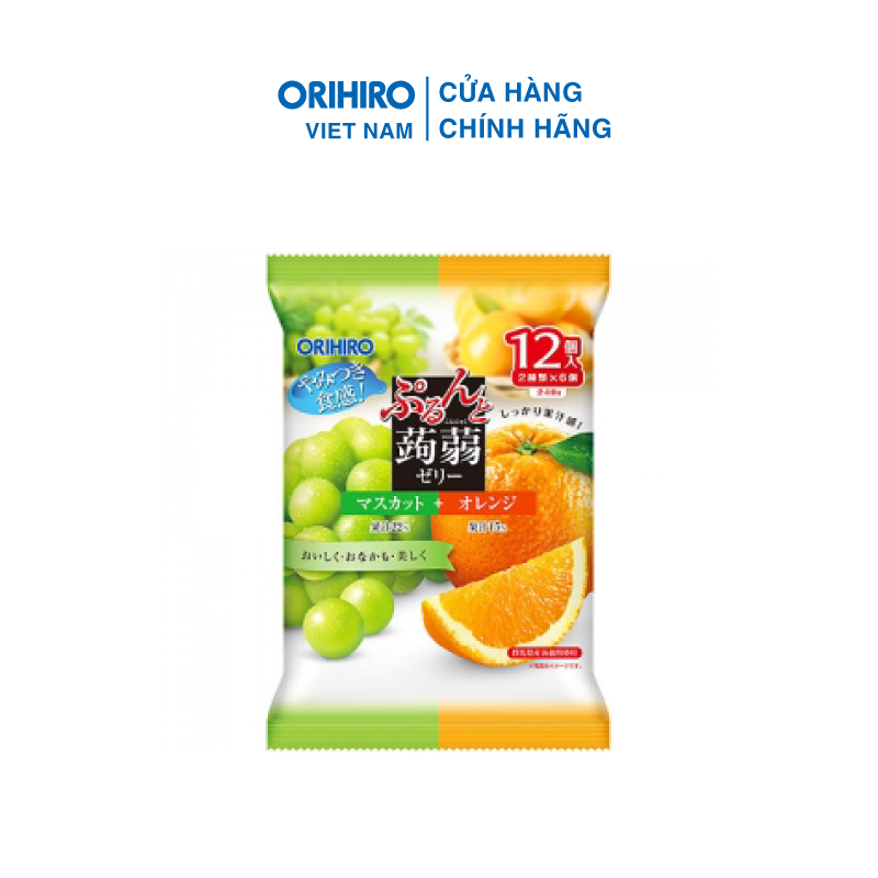Thạch Trái Cây Orihiro Nho Xanh Và Cam 12 Gói/Túi
