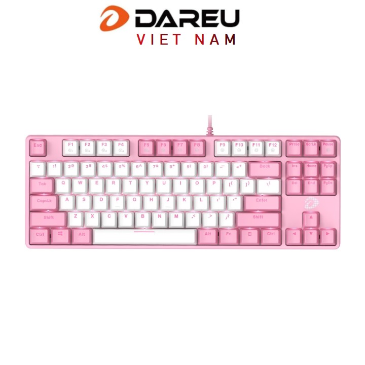 Bàn phím cơ DAREU EK87 Pink - Hồng (PINK-LED, Blue/ Brown/ Red D switch)