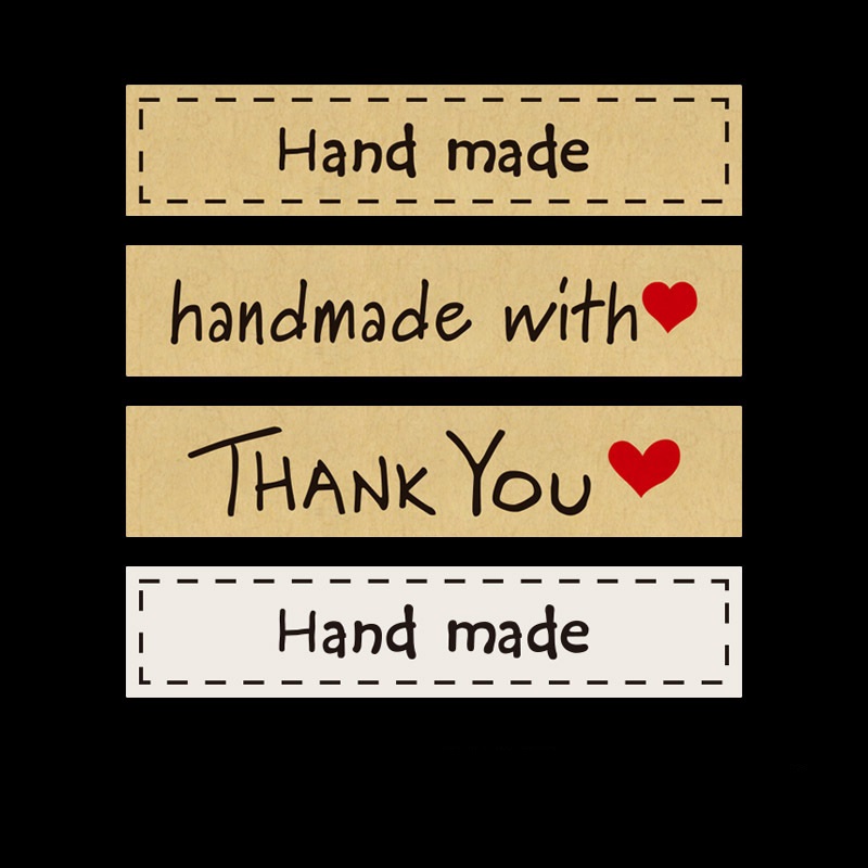 Set 16 tem giấy dán handmade sticker thank you decal dán trang trí sổ tay đồ uống bánh ngọt dán nhãn