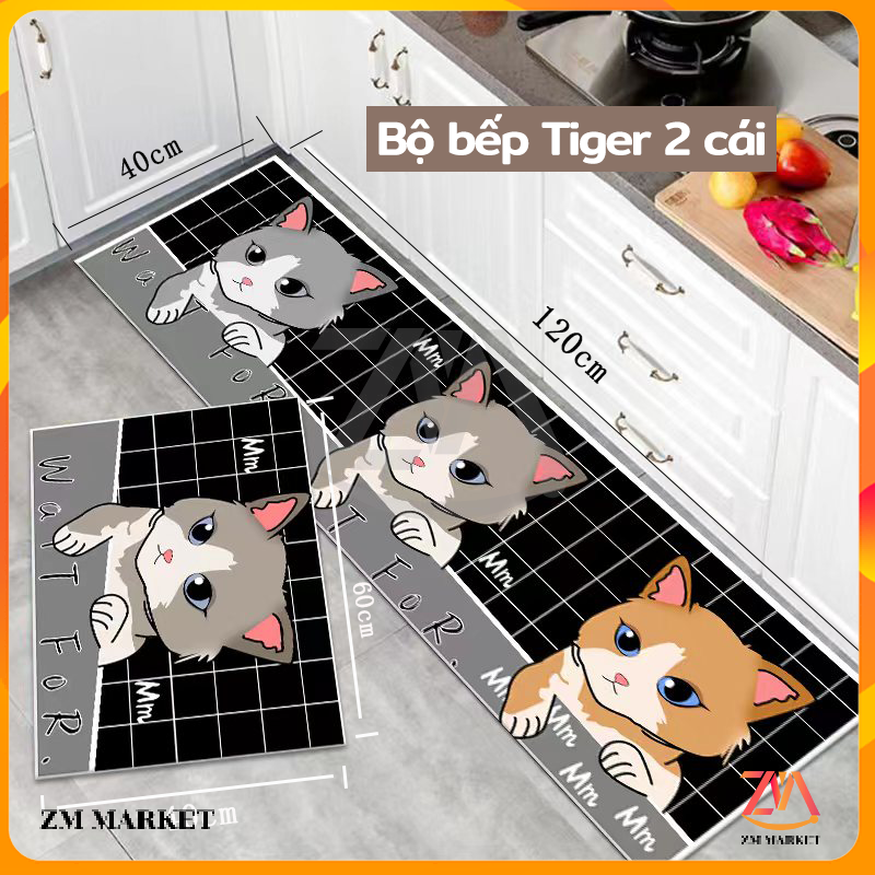 Bo bộ thảm bếp bộ 2 thảm bếp hình 3d loại đẹp thảm lau chân nhà bếp, nhà tắm -siêu thấm hút và chống trơn trượt