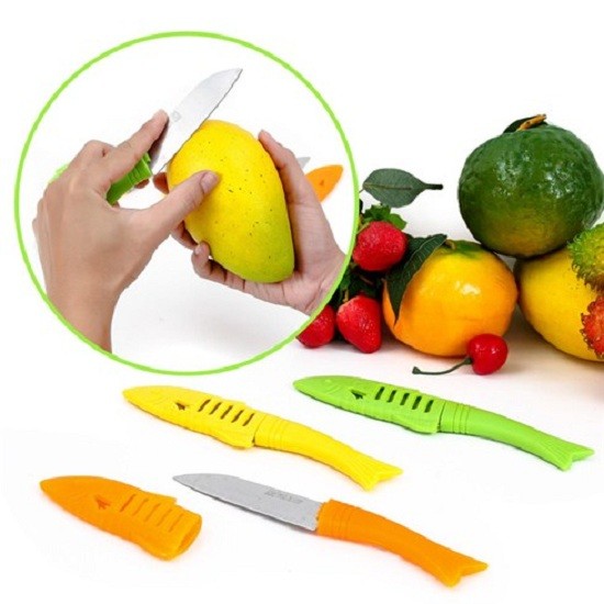 DAO THÁI HÌNH CÁ CÓ VỎ BỌC AN TOÀN - DAO CON GỌT HOA QUẢ - DAOTHAILAN