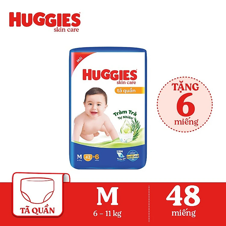 Tã quần huggies skin care cỡ m 42m + 6m tã quần m