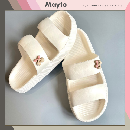 Dép bánh mì nữ 2 quai ngang, dép quai ngang nữ đế cao 3cm kèm sticker dễ thương QN-09 – MayTo
